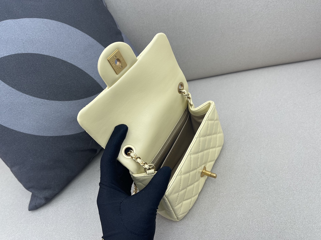 Mini Classic Flap Lambskin Bag AS1786 Light Yellow/Gold